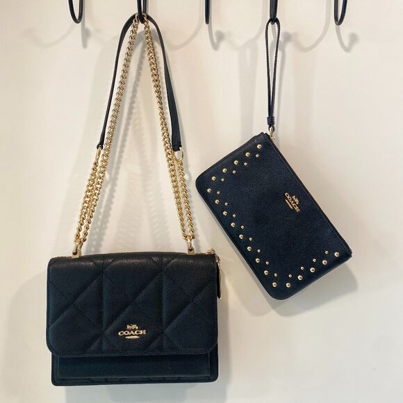 Coach Handbags - 🖤 Coach Klare Quilted Leather Crossbody + Wristlet Bundle